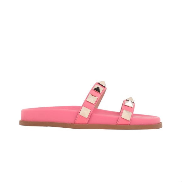 Women's Pink Valentino Garavani Macro Stud Slides - Picture 4 of 4